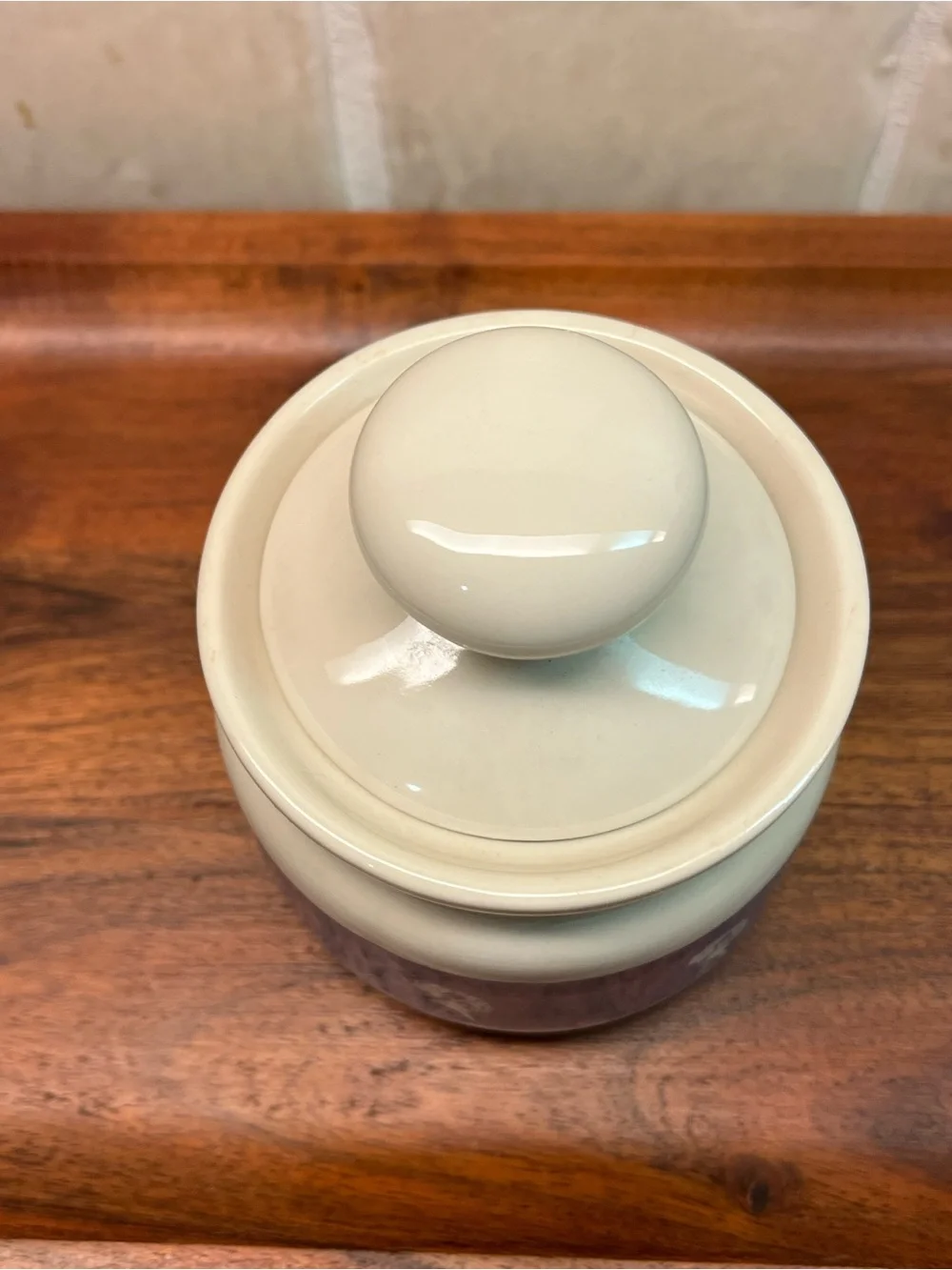 VTG Morton Salt sugar/salt blue bowl w lid. Iconic Umbrella girl and slogan